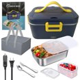 thumbnail image 1 of Mistaha Portable 1.8L Electric Lunch Box with Separate Inner Container - Purple, 110V+12-24V Voltage, 75W Power, PTC Heating, Uniform Heating, Anti-Dry Burning - Includes Fork, Spoon, Carry Bag, 1 of 6