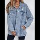 thumbnail image 4 of Chaqueta Vaquera Larga de Gran Tamaño para Mujer, Estilo Boyfriend, con Rotos y Desgastados. Azul XXL, 4 of 6