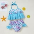 thumbnail image 5 of Fesfesfes Toddler Baby Kids Girls Bathing Suit Slip Leopard Print Swimsuits Beach Ruffle Patchwork Halter Neck Two-Piece Swimwear Bikini Sets, 5 of 9