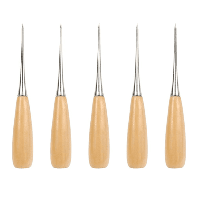 10Pcs Leather Sewing Awl with Wood Handle Leather Craft Awl Tools Leather Sewing Awl for Leather Working