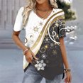 thumbnail image 1 of Camisetas con estampado de tema navideño para mujer, camisetas de manga corta, ropa de moda divertida feliz para mujer, jersey de gran tamaño con cuello en V, 1 of 5