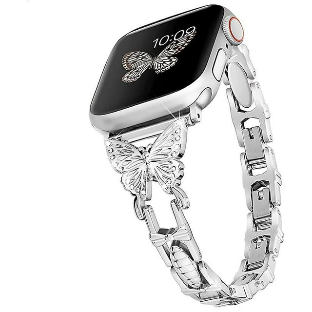 Butterfly Bracelet Compatible With Apple Watch Band Diamond Metal Wristband Strap Compatible With Iwatch
