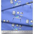 thumbnail image 2 of Soimoi Blue Rayon Fabric Monitor,Books & Study Table Education Theme Printed Fabric 1 Yard 56 Inch Wide, 2 of 3
