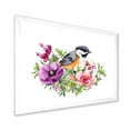 thumbnail image 2 of Designart 'Cute Bird In Purple and Pink Flowers' Traditional Framed Art Print, 2 of 4