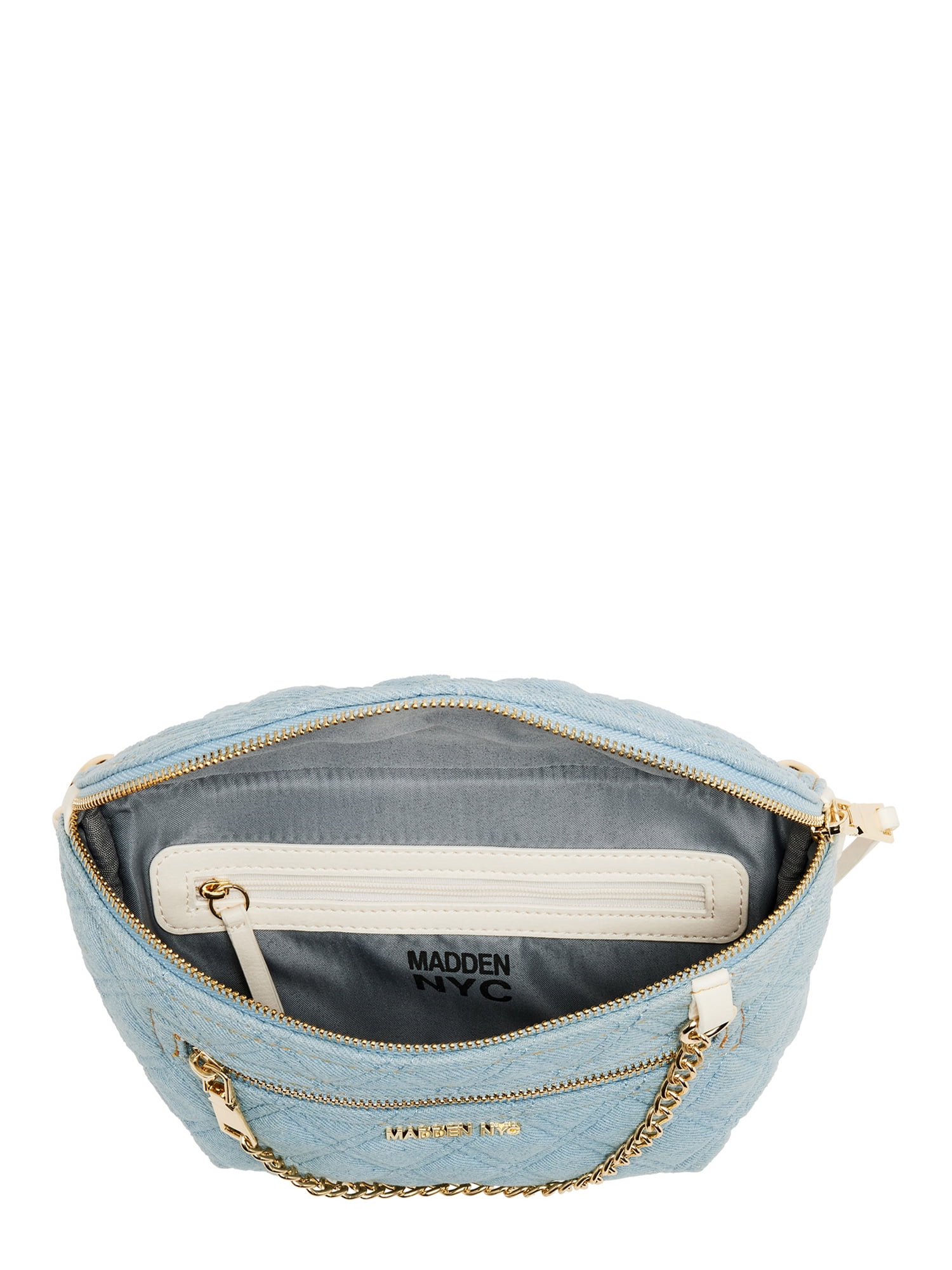 Madden Girl キルティングデニム 2WAY ハンドバッグ ポーチ付 Madden NYC Women's Chain Pocket Fanny Pack with Pouch, Denim