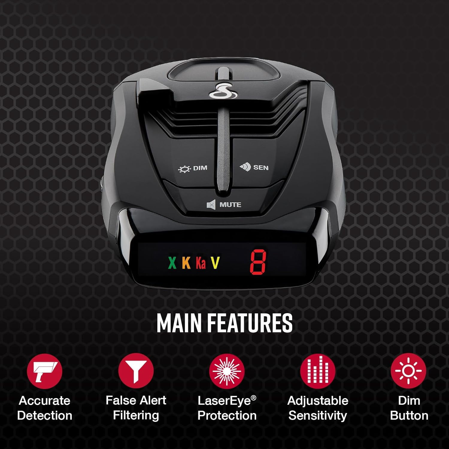 Cobra RAD 380 Laser Radar Detector – Long Range Detection, LaserEye Front & Rear Detection, IVT Filtering, Adjustable Sensitivity