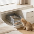 thumbnail image 6 of Stainless Steel Cat Litter Box - 11.8x15.7x7.8in Large Metal Litter Box with High Side, Anti-Leakage Non-Sticky Easy Cleaning for Small and Large Cats, Gray, 6 of 6