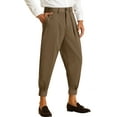 thumbnail image 5 of INSPIRE CHIC Men's Cropped Formal Solid Color Double Pleated Dress Pants 34 Brown, 5 of 6