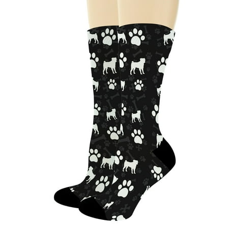

ThisWear Pug Gifts Pug Paw Socks Dog Lovers Gifts Dog Breed Socks Dog Themed Gifts 1-Pair Novelty Crew Socks