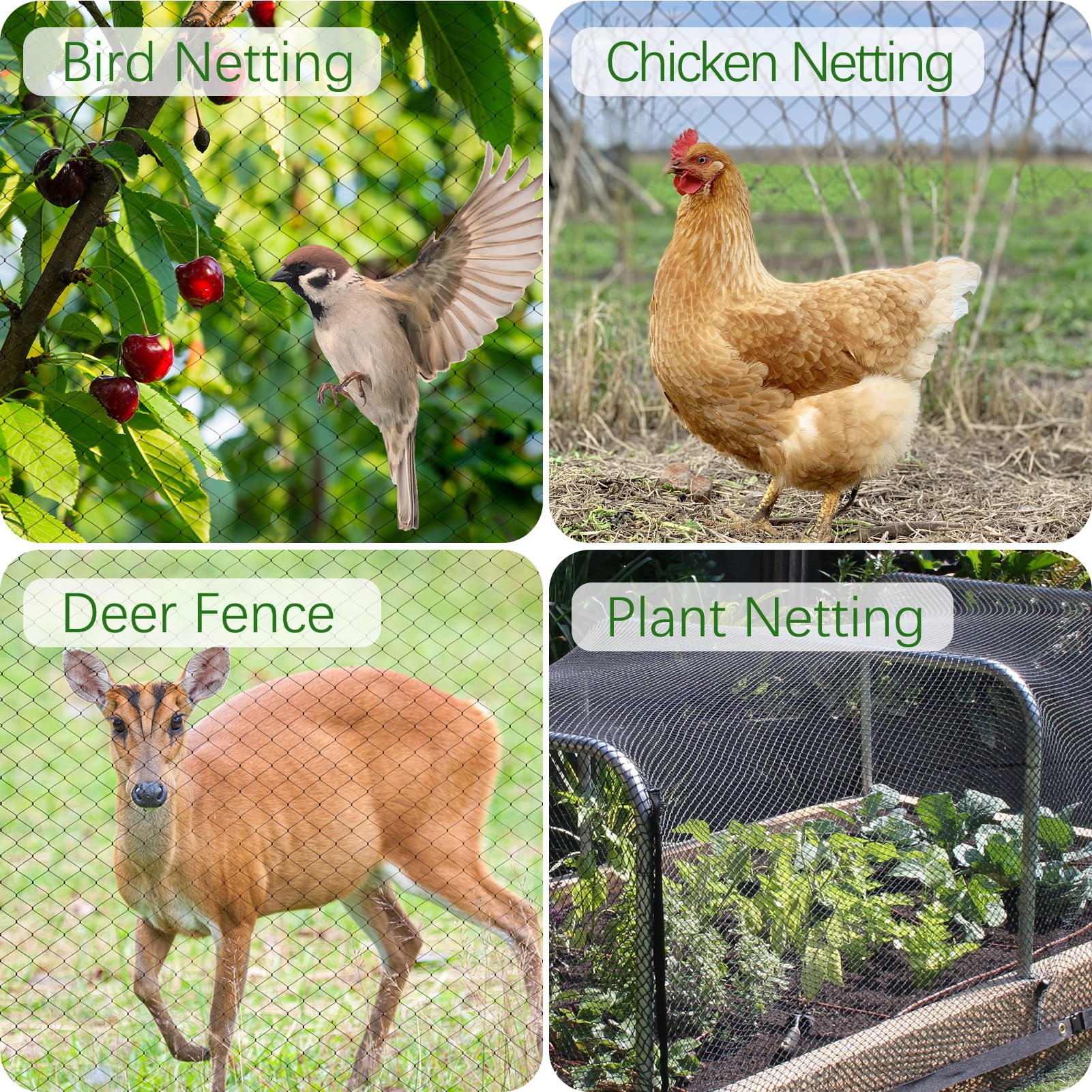 Cyrico Bird Netting 50 x 50 FT Deer Fences for Yard, Chicken Wire, Garden Netting Nylon for Aviary Chicken Coop