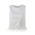 thumbnail image 4 of Qiylii Women Slim Fit Tank Tops Solid Color Feather Patch Hem Summer Sleeveless Crop Tops for Streetwear, 4 of 7