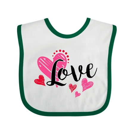 

Inktastic Valentine s Day Love with Pink and Red Hearts Gift Baby Boy or Baby Girl Bib