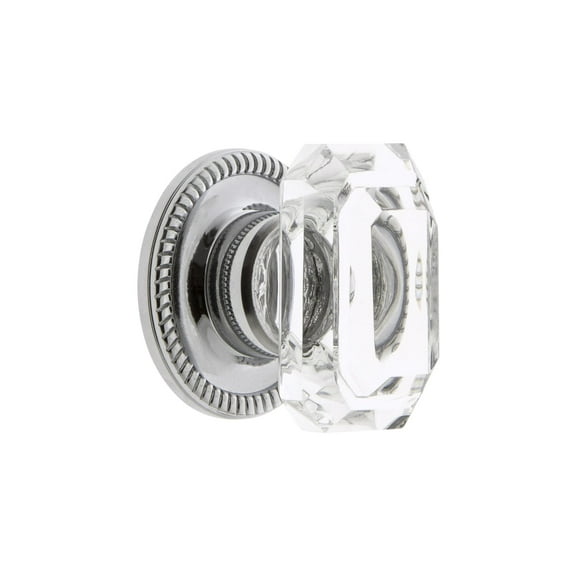 Grandeur Bagu-Knob-Newp-Sm Baguette 1-9/16" Glam Emerald Cut Crystal Cabinet Knob - Chrome