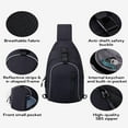 thumbnail image 4 of WATERFLY Unisex Lightweight Travel Hiking Nylon Cross-Body Shoulder Chest Bag,Black, 4 of 7