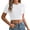 White, variant on ZQUUVOU Women's Crop Tops Cotton Knit Short-Sleeved Sweater Leaking Navel Shirt Hot Pink