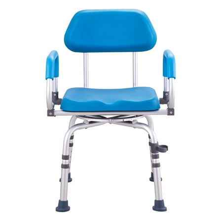 KFFKFF Rotating Bath Chair, 360-Degree Swivel, Adjustable Seat with Swing-Out Arms & Cushioned Seating for Shower or Tub Use, Secure & Mobile Bathtub Chair for Seniors or Disabled