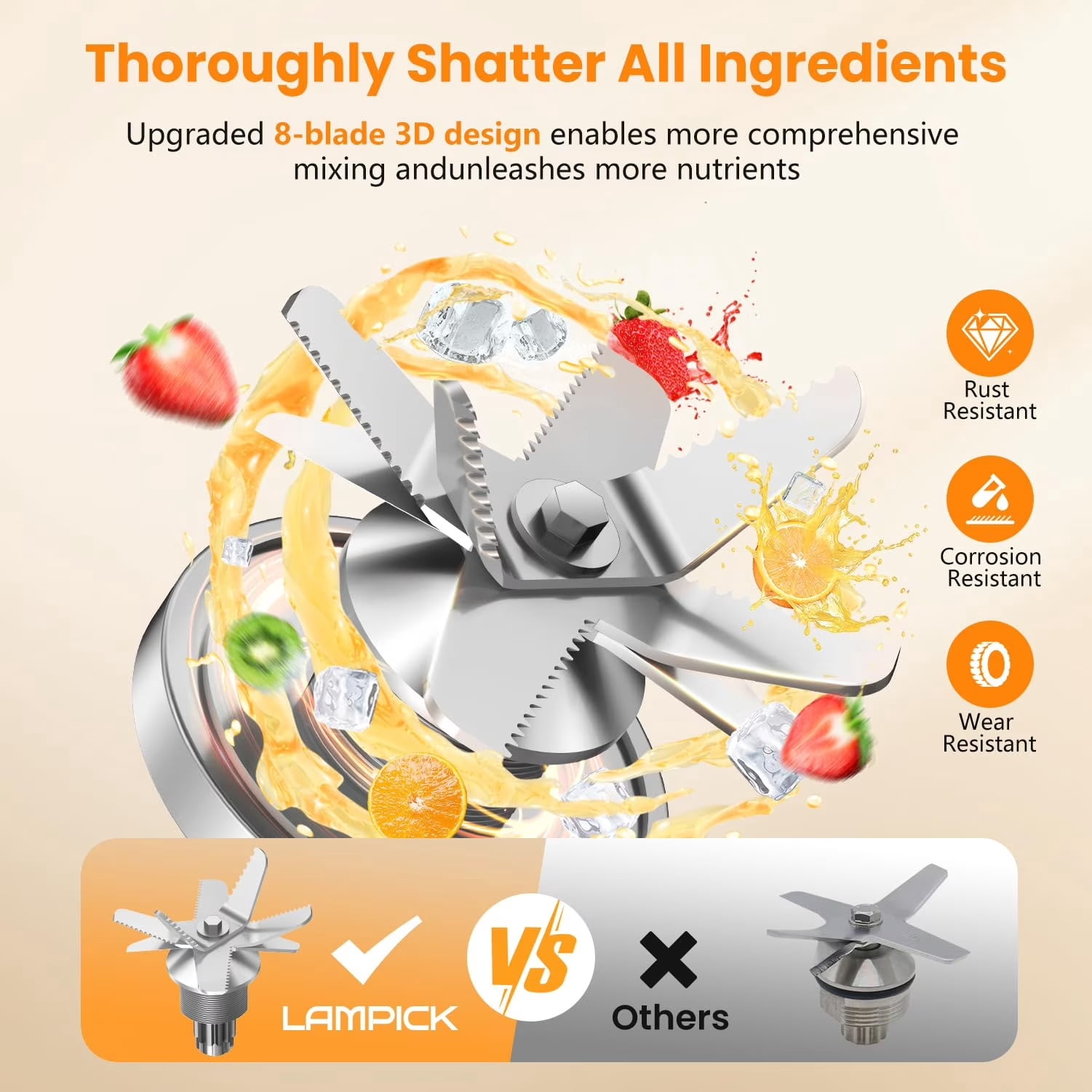Blenders for Kitchen, 2000W Blender for Smoothies 35000 RPM Professional Grade High-Speed Smothie Blender with 68oz Pitcher & 27oz To-Go Cup for Smoothies, Ice, and Frozen Fruit