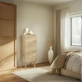 thumbnail image 2 of Finnhomy Rattan Tall Dresser with 5 Drawers, Natural, 2 of 8