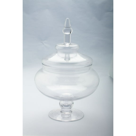CC Home Furnishings 14” Clear Handblown Glass Jar with Finial Lid