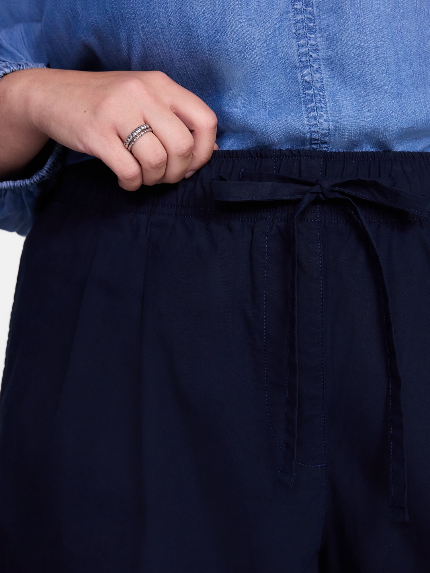 Terra & Sky Women's Plus Cropped Barrel Drawstring Pants, Sizes- 0X-5X