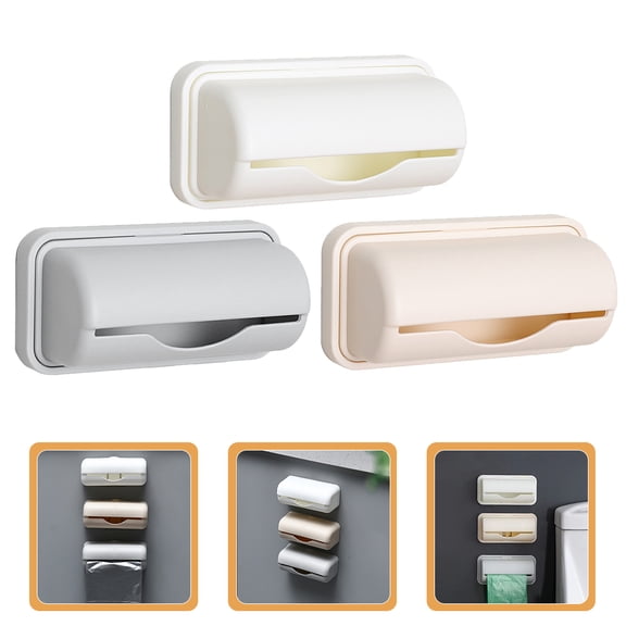 HEMOTON  3 Pcs Bag Dispenser Holder for Wall Wall-mounted Storage Box