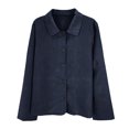 thumbnail image 4 of COMVALUE Womens Cotton Linen Shirts Jacket Long Sleeve Button Down Blazer Lightweight Casual Lapel Cardigans Summer Blouses Navy for Size S, 4 of 4