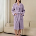 thumbnail image 6 of Ynynloco Robes for Women - Super Bathrobe Soft Cozy Fleece Womens V Neck Kimono Robe Plush Long Bathrobe, 6 of 8