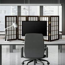 2 ft. Tall Desktop Window Pane Shoji Screen - Walnut - 5 Panels