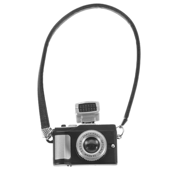 Mini Dollhouse Strap Camera Ornament Plastic Room Decor Pretend Play Desk Accessory for Kids and Collectors