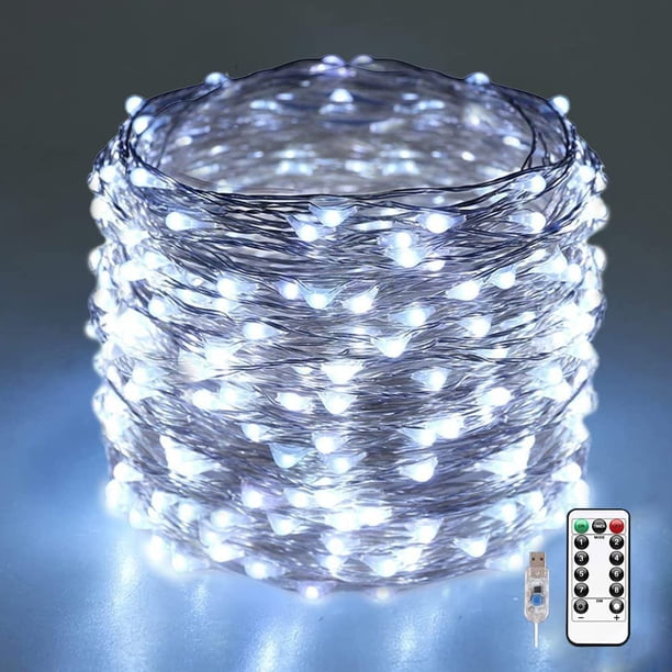 E T EASYTAO Guirnalda de luces LED 10M, USB Luces de Hadas 100Leds Impermeable, Control Remoto de 8 Modos, Alambre de Cobre para Fiesta, Navidad, Boda, Casa, Jardín etc(Blanco Frío) SHIRET Hogar