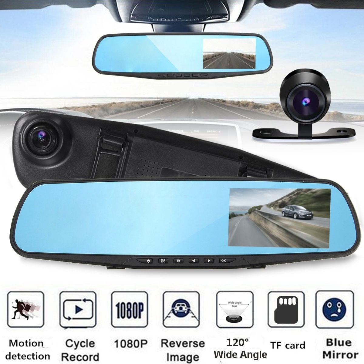Best Car Video Recorder Monitor HD Dash Cam Rear View Mirror Car Camera