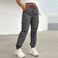 thumbnail image 4 of Resicozy Cargo Pants Women Lightweight Joggers Quick Dry Summer Hiking Drawstring Pants with Pockets Gray M, 4 of 7