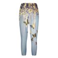 thumbnail image 4 of ICHUANYI Clearance Women's Summer Casual Elastic Waist Printed Cropped Beach Pants(Gold, L) ICHUANYI WER2023080902226, 4 of 5