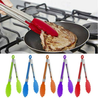 1pc Stainless Steel Bbq Tongs, Multipurpose Kitchen Cooking & Baking Food  Clip, Random Style