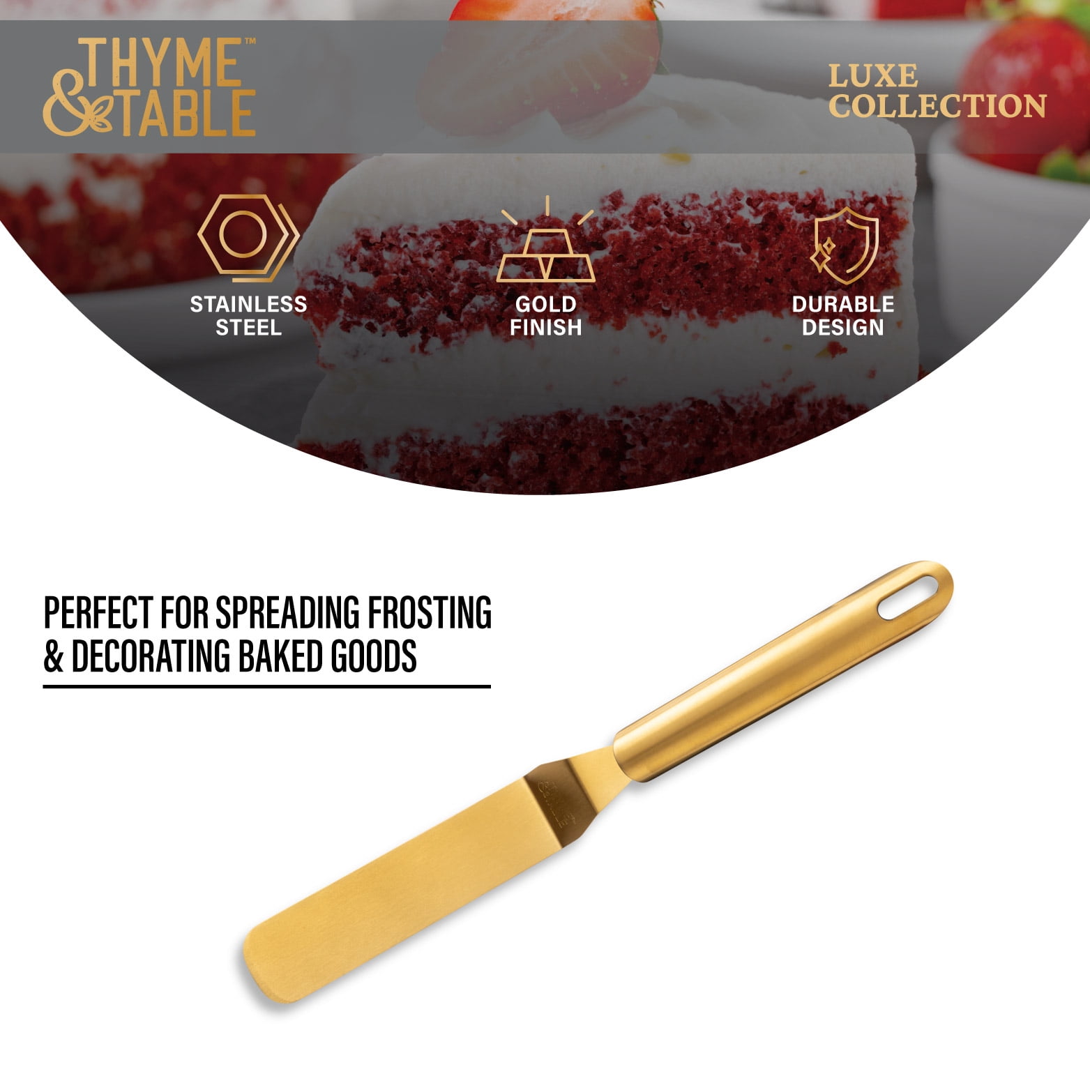 Stainless Steel Offset Spreader with Gold Finish by Thyme & Table