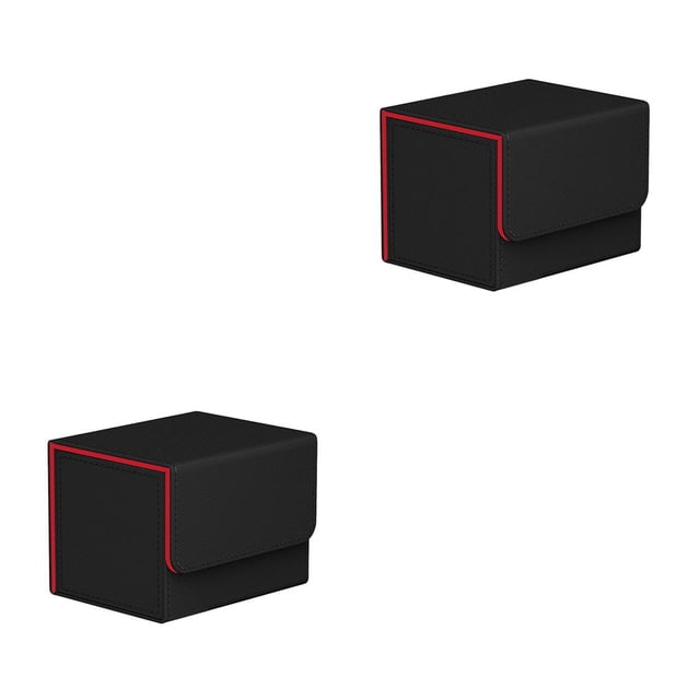 Tarjetero Doble Inteprter para Baraja de Cartas Caja Magnética de Cuero Negro Brillante 2Conjunto