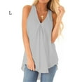 thumbnail image 1 of Chemisier Sans Manches en Chiffon pour Femmes, Col en V, Ample, Été, Gris, L, 1 of 2