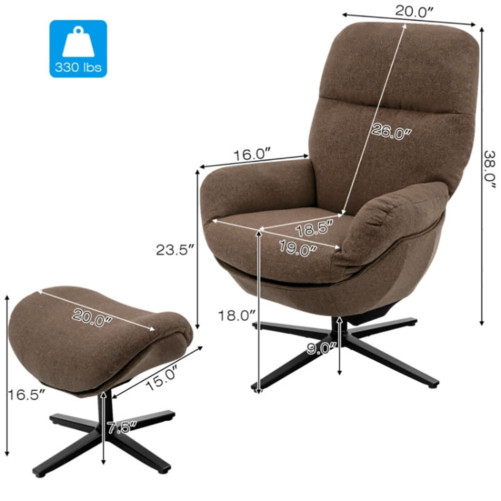 Finihen Leather Soft Upholstered Recliner with Ottoman Footrest, 360° Swivel Leather Lounge Chair with Ottoman and Thick Footstool, for Living Room, Bedroom, Brown Finihen Leather Soft Upholstered Recliner with Ottoman Footrest, 360° Swivel Leather Lounge Chair with Ottoman and Thick Footstool, for Living Room, Bedroom, Brown
