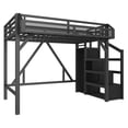 thumbnail image 4 of Bellemave Twin Loft Bed with Stairs and Wardrobe,Metal Loft Beds with Storage and LED Light,Heavy Duty High Loft Bed Twin with USB Ports, Noise Free, Black, 4 of 7