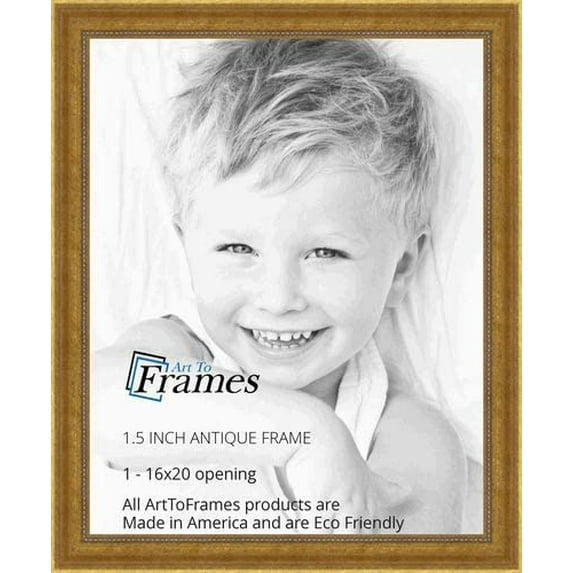 16x20 inch antique with beaded detailing wood picture frame, womd5042-16x20