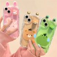 thumbnail image 2 of Korean Cute 3D Eyes Rabbit Clear Wavy Phone Case For iPhone 14 13 12 12 11 Pro Max X XS XR 7 8 Plus SE Lovely Animal Soft Cover, 2 of 5