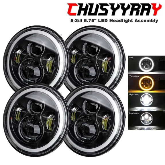 4PCS 5 3/4" 5.75" LED Headlights Hi/Lo Beam Dual DRL For Chevy Corvette C3 68-82