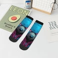 thumbnail image 7 of Fuzoiu Neon Cyberpunk Blue Bear Print Adult Socks, Crew Moisture-wicking Socks, Unisex Cushion Crew Socks,Casual Sports Ankle Socks, 7 of 7