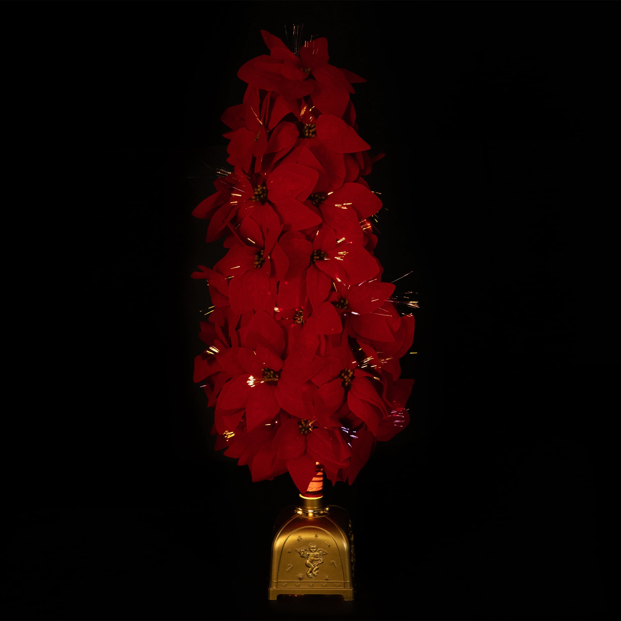 Pre-Lit Fiber Optic Color Changing Red Poinsettia Christmas Tree - 3'