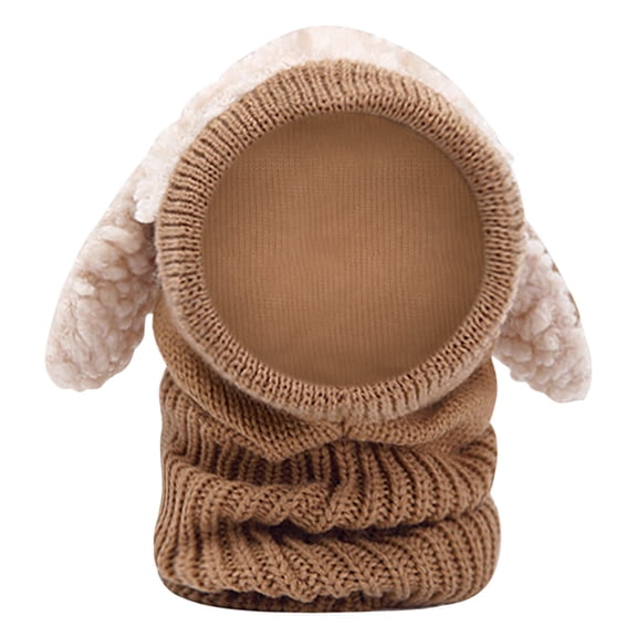NOEGOEU Baby Winter Hat Scarf Set Hood Warm Knit Caps, Toddler Boys Girls Hats Beanie 6-36M (Brown,One Size)