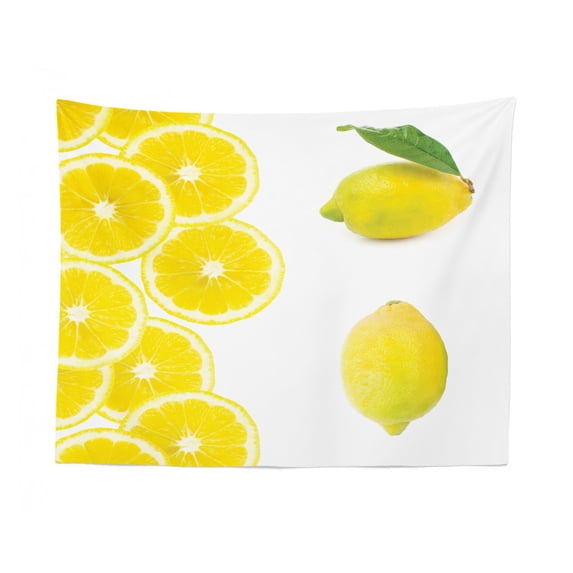 Citrus Tapestry, Lemons and Oranges Leaves and Flowers Summer Pattern, Fabric Wall Hanging Decor for Bedroom Living Room Dorm, 2 Sizes, Marigold Mustard, by Ambesonne