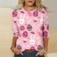 thumbnail image 2 of ICHUANYI Women's Easter Tops Print T-shirt 3/4 Sleeves Blouse Crew Neck Casual Shirts Summer, 2 of 3
