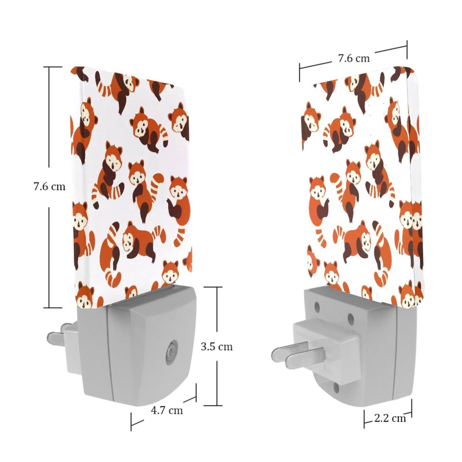 PhooArto Cartoon Red Panda Pattern Plug in LED Night Light Auto Sensor Dusk to Dawn Decorative Night for Bedroom, Bathroom, Kitchen, Hallway, Stairs, Baby's Room, Energy Saving