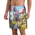 thumbnail image 2 of KLL Dreamy Mushroom House Men's Casual Summer Beach Shorts Hawaiian Shorts with Pockets-3X-Large, 2 of 5