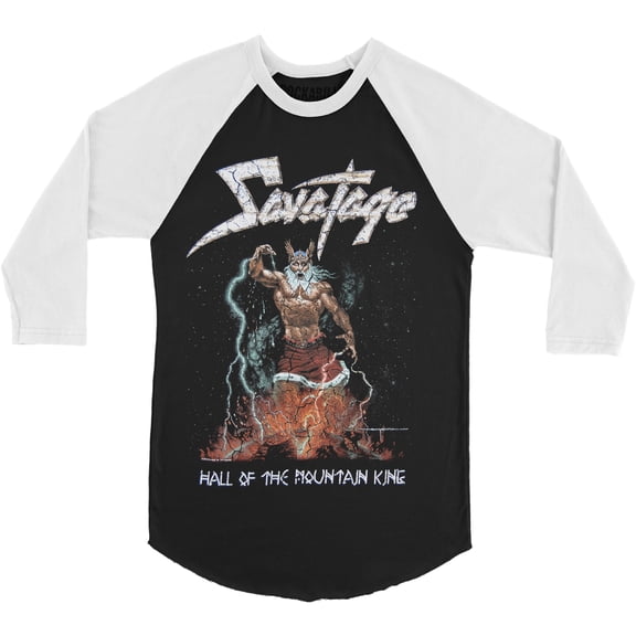Men's Savatage Hall of the Mountain King Raglan Baseball Jersey Large Black